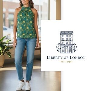 Liberty of London for Target halter neck top  "Hera" peacock feather print Small